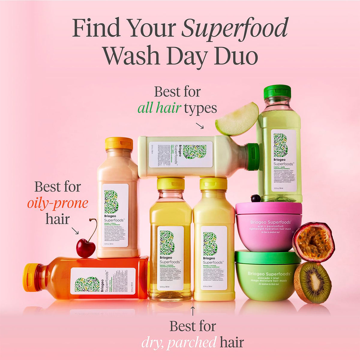 Briogeo Superfoods Acai + Passionfruit Lightweight Hydration Hair Mask – Deep Conditioner for Fine Hair, Boosts Shine & Softness, Weightless Moisture, Vegan & Cruelty-Free