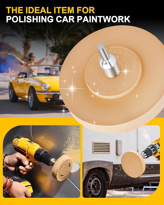 35Pcs Eraser Wheel Kit, Decal Remover Wheel for Automotive Car Sticker, Vinyl, Rv, Vinyl Removal Tool, Scraper, Razor Blades, Car Sponge Wipe, Polishing Wax and Cotton Pads