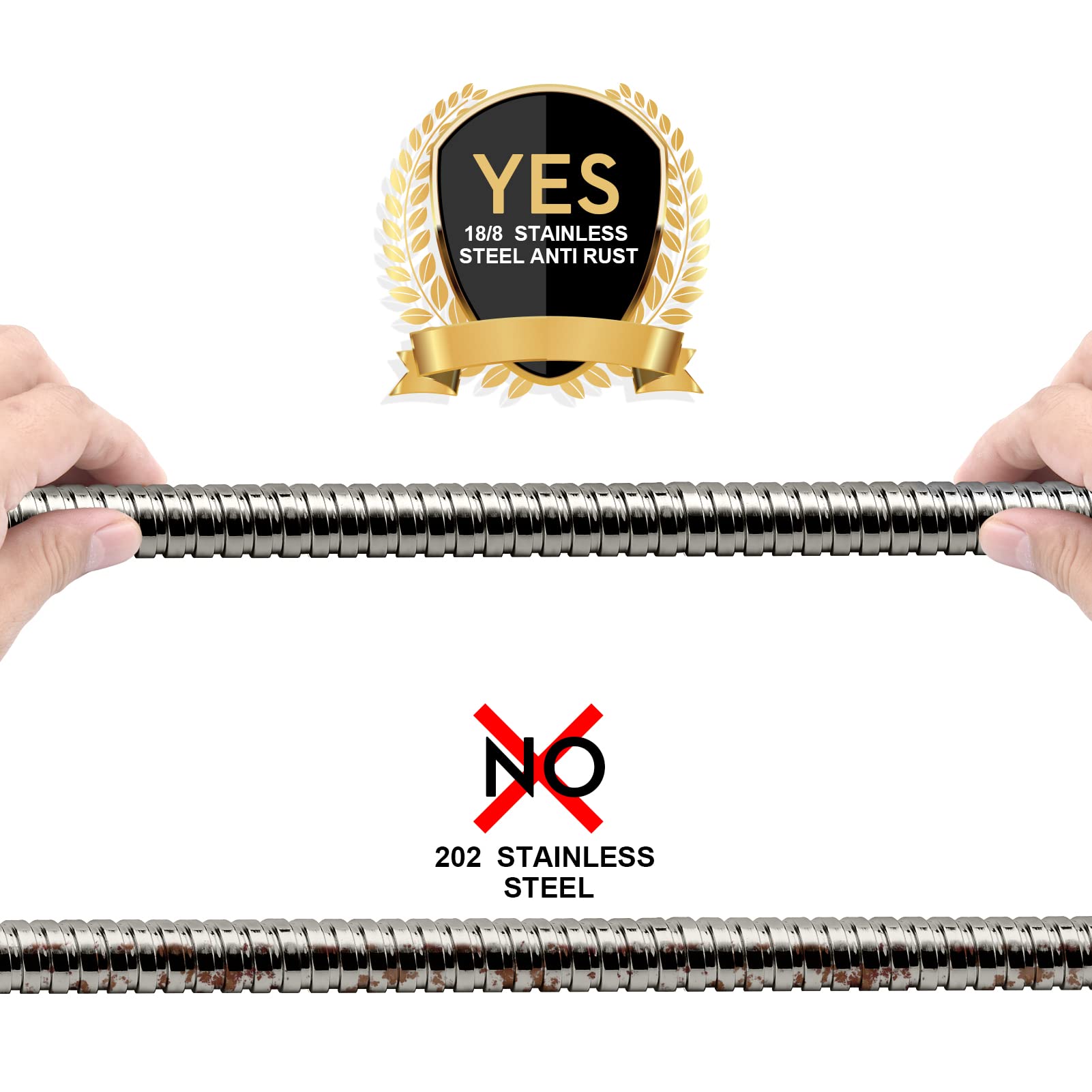 Blissland Shower Hose, 79 Inches Extra Long Stainless Steel Handheld Shower Head Hose with Brass Insert and Nut - Durable and Flexible(Brushed Nickel)