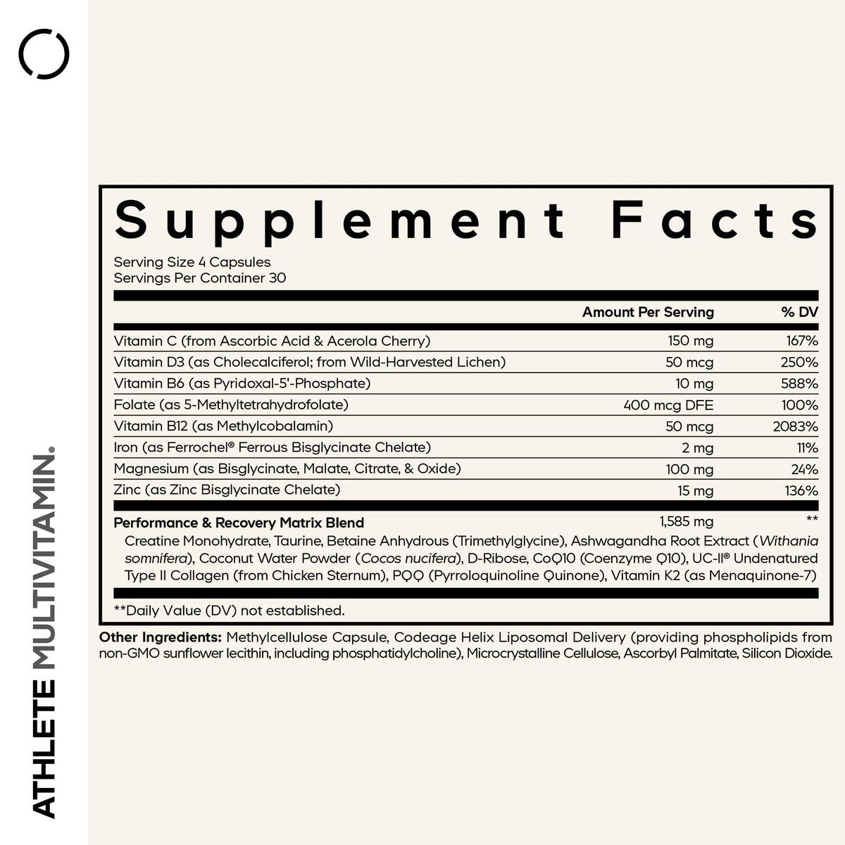 Codeage Athlete Multivitamin, Creatine, Electrolytes, CoQ10, 120 Capsules