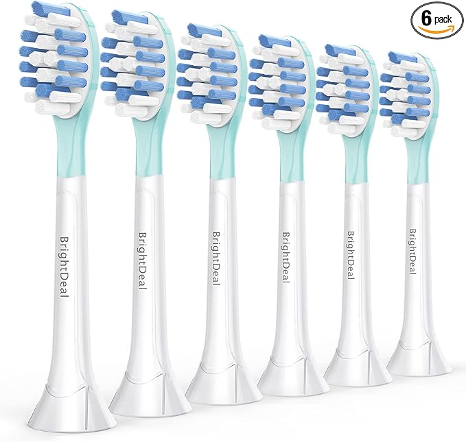 BrightDeal Replacement Heads for Philips Sonicare ProtectiveClean 4100 5100 6100 DiamondClean 9500 ExpertClean 7500 FlexCare HealthyWhite Electric Sonic Toothbrush C3 G3 W3 C2 G2 Brush, White, 6 Pack