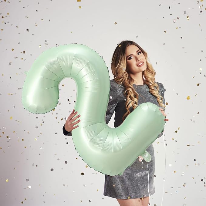 40 Inch Olive Green Large Number Balloons 0-9, Number 2 Balloons Foil Mylar Big Number Balloons, Helium Number Balloons Decorations For Birthday, Anniversary Events, Wedding Party