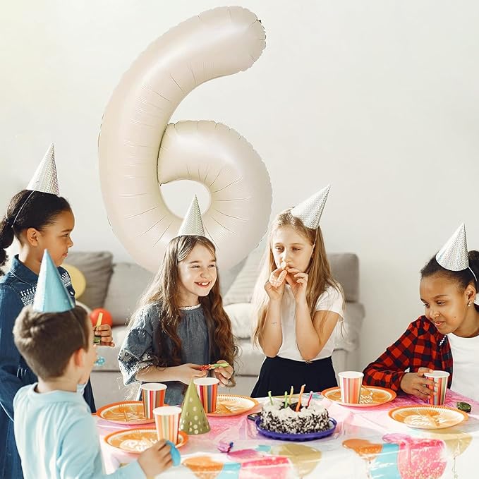 40 inch Cream White Number Balloon Giant Foil Helium Balloons Beige Number 7 Balloon for 7th Birthday Party Anniversary Decorations Supplies