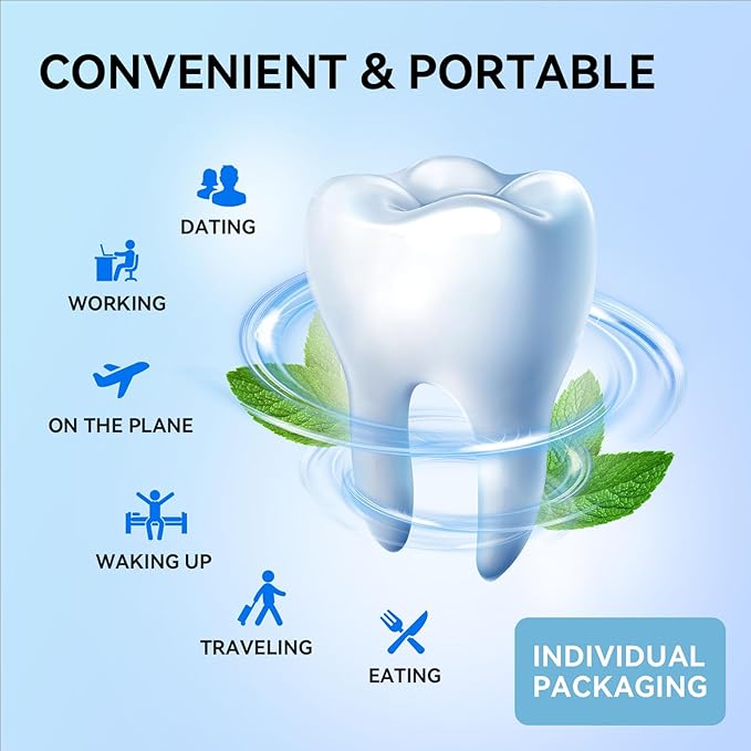 Travel Size Mouthwash – 40 Individual Packets – Dry Mouth Relief Strips with Hyaluronic Acid & Probiotics – Alcohol, Fluoride & Gluten Free – Xylitol Cavity Prevention | Travel Oral Care
