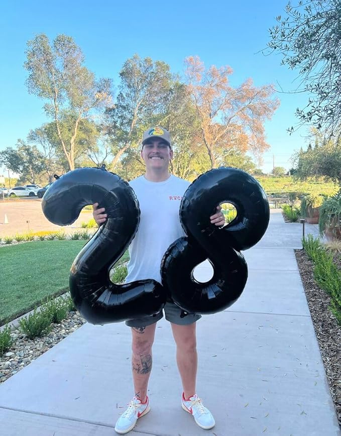 Black Number 8 Balloon 40 Inch, 8 Balloon Number, 8th Birthday Decorations, Black Party Supplies for Boys Girls