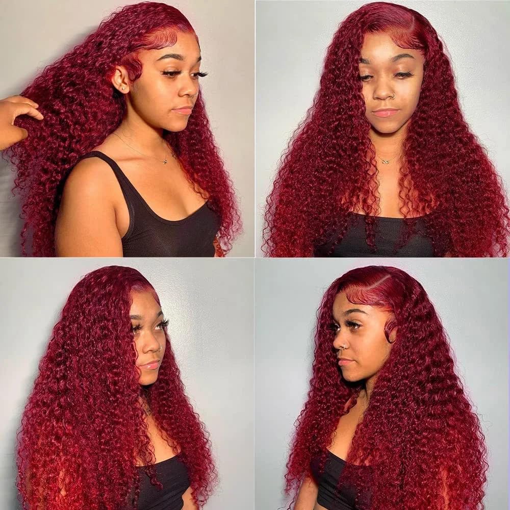 Curly Human Hair Bundles 14 16 18 Inch #99J Burgundy Bundles Human Hair Red 12A Unprocessed Native Virgin Hair 100/PC 3 Extensions Wet and Wavy Weave for Women