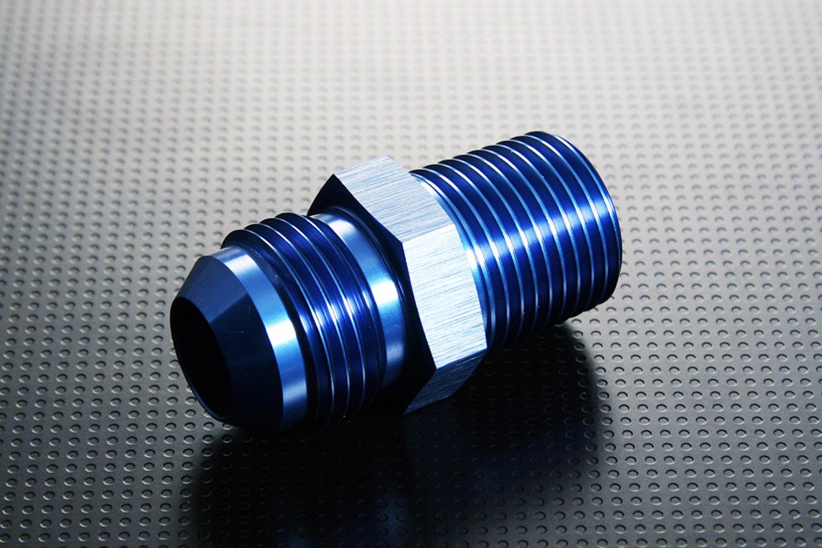 Autobahn88 Aluminum Anodized Hose End Fitting - AN Male Flare to Metric, Straight AN6 to M18 x 1.5 (Blue)