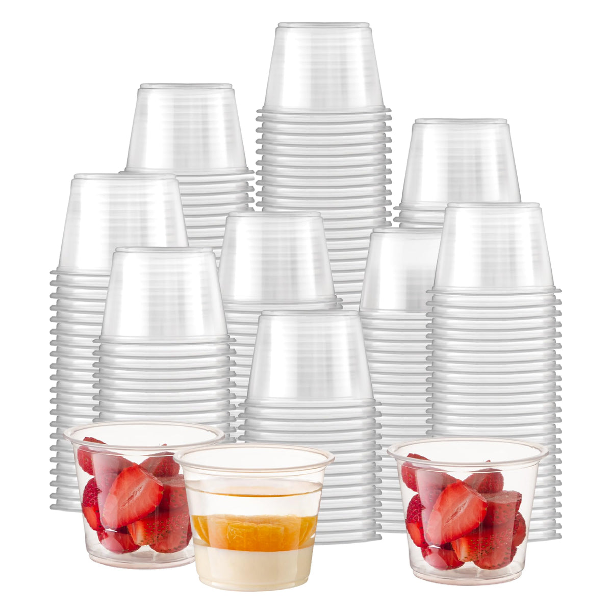 Fit Meal Prep 2500 Pack 4 oz BPA Free Condiment Cups No Lids, Disposable Jello Shots Containers, Small Dipping Sauce Cups, Plastic Ramekins in Bulk, Stackable Souffle Cups for Sample, Portioning