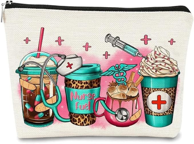 GRITOSE Fashion Nurse Makeup Bag Leopard Print designs Nurse Accessories for Work,Survival Kit Cosmetic Bag Nursing,Nurse Gifts for Nursing Student,Nurse Accessories with Zipper