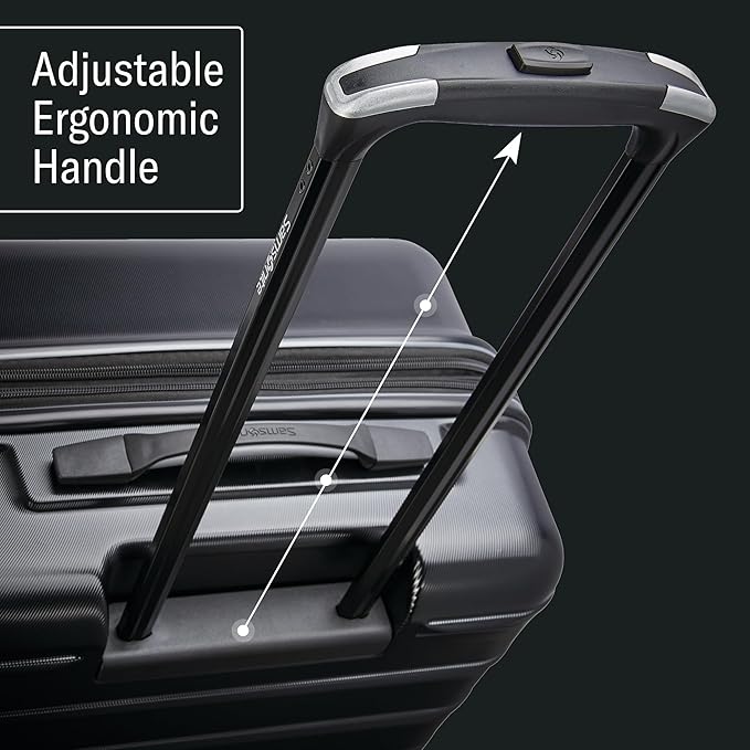 Samsonite Omni 2 Hardside 3 Piece Set - Includes Global Carry-On, Medium, & Large Checked Suitcases - 360° Dual Spinner Wheels - Integrated TSA Lock & Expansion - Amazon Exclusive - Midnight Black