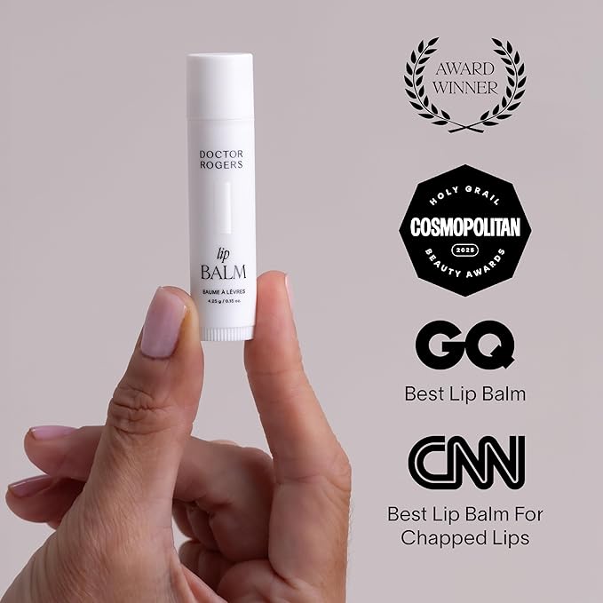 Doctor Rogers Lip Balm. Hydrating & Softening Lip Moisturizer for Very Dry Lips, Natural & Hypoallergenic, 0.15 Ounce (4.25 g), Pack of 3 tubes