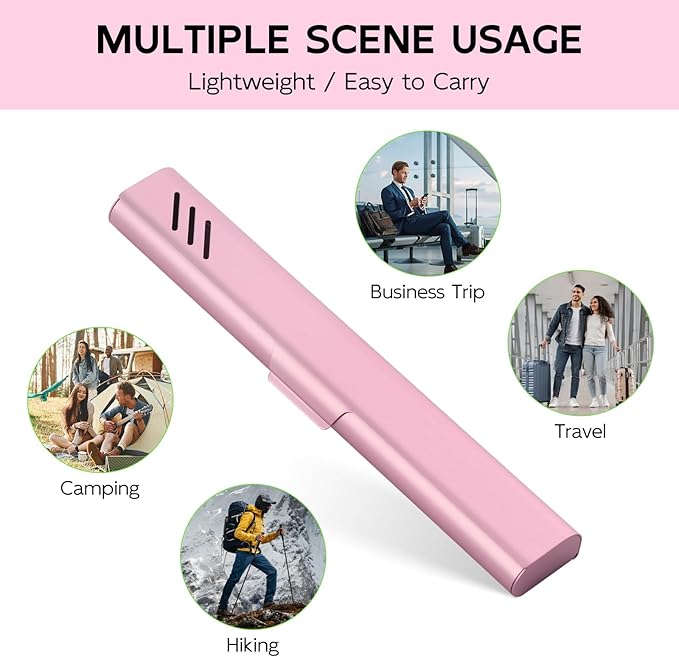 Travel Toothbrush Case, 2Pack Portable Toothbrush Holders, Durable Aluminum Toothbrush Storage Box, Small Breathable Manual Toothbrush Container for Traveling, Camping, Business Trip - Pink