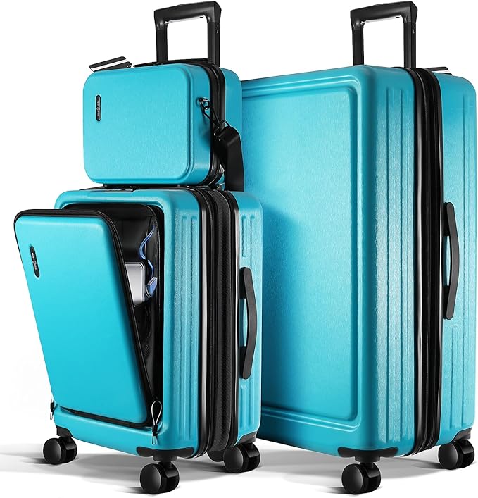 TRAVELARIM Luggage Sets 3 Piece, 20 Inch Carry on Luggage and 28 Inch Suitcases with Wheels Spinner, Durable Hard Shell Suitcase Set, Expandable Travel Suitcase, Teal