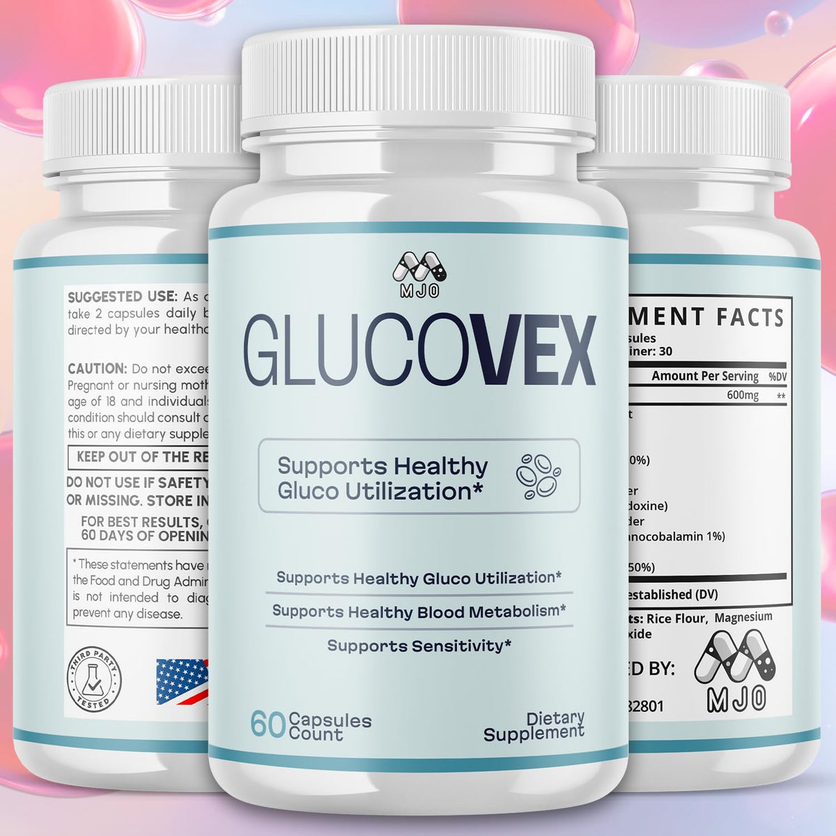 (2 Pack) Glucovex Capsules, Official Glucovex Pills with All Natural Ingredients, Advanced Glucovox Overall Health and Wellness Vitamin Supplement with Max Strength Multivitamin Support (120 Capsules)