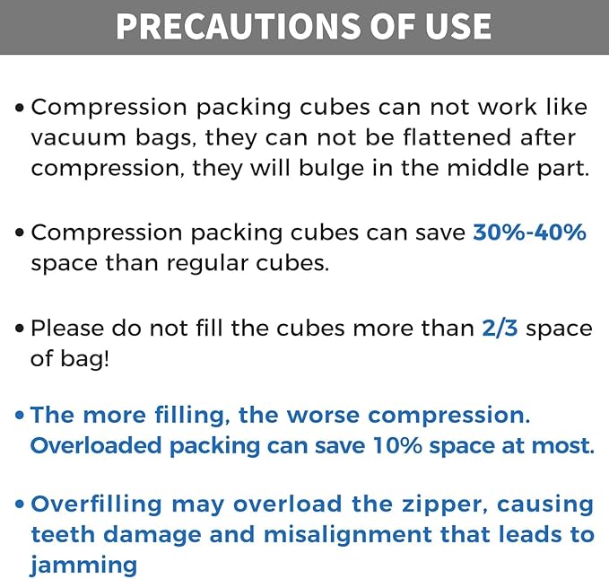 BAGAIL 4 Set/6 Set/8 Set Compression Packing Cubes Travel Accessories Expandable Packing Organizers (Cloth Pattern, 4-Black)