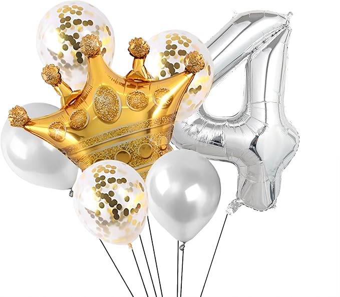 40 Inch Silver Number Balloons, Helium Mylar Foil Number Balloons for Birthdays, Number 4 Balloon for Party Wedding Bachelorette Birthday Bridal Shower Graduation Anniversary Celebration Party Decorations Supplies