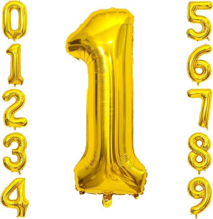 Gold Number Balloons Birthday Balloons - Giant Gold Number 1 Balloon 40 inch, Numbers Balloon Birthday Decorations, Gold Party Supplies for Women Men