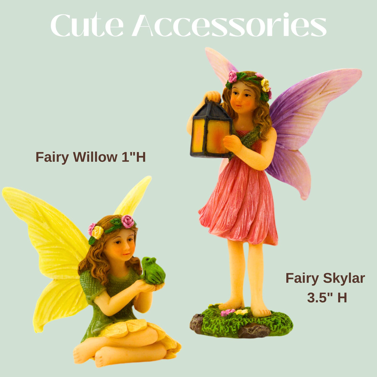 PRETMANNS Fairy House for Garden Outside Accessories Kit, 7" H, 4 Pieces