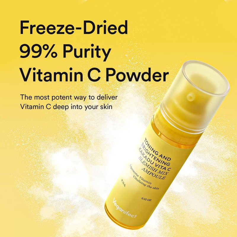 VEGANIFECT Vita C Ampoule, Dark Spot Correction, Boosting Skin Luminosity, Korean Skin Care, Vegan,0.5 Fl Oz