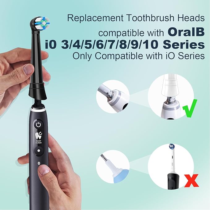 10PCS iO Replacement Heads Compatible with Oral B iO 3 4 5 6 7 8 9 10 Series Electric Toothbrush,IO Toothbrush Heads Compatible with Oral B iO,Medium-Hard bristles Care for Your Teeth