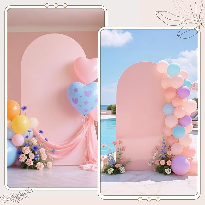 Ledido Wedding Arch Backdrop Cover 6FT Arch Covers Fitted Stretchy Spandex Round Top Stand Backdrop Cover for Wedding Banquet Ceremony Birthday Party Baby Shower Event Decoration,Pale Pink