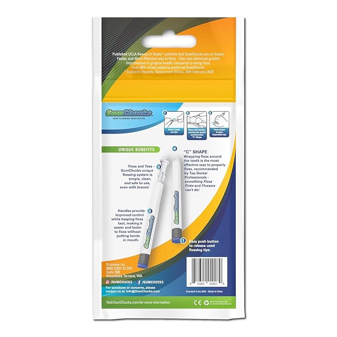 GumChucks Orthodontic Flossers Dental Floss - Floss for Braces - Brace Floss Picks - Gum Flossing Picks - Ortho Dental Flossers (Flossing Tips Bundle - 90 Tips)