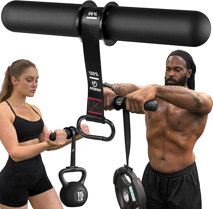 FitBeast Forearm Strengthener & Forearm Exerciser, Wrist Roller with Thicker Handle, Forearm Strength Trainer with Adjustable Strap - Ideal for Grip Strength, Muscle Building, Rehabilitation