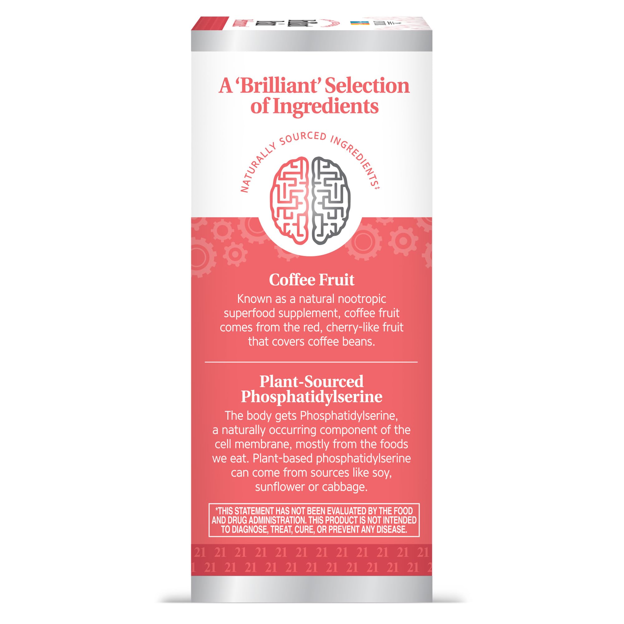 21st Century Brilliant Brain Performance Capsules, (30 Count), Cognitive Health Support, Contains Plant-Sourced Phosphatidylserine & Nootropic Coffee Fruit Extract, Decaf & Gluten Free