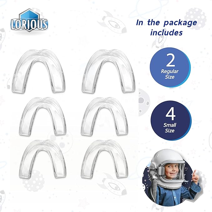 Moldable Mouthguard Custom Fit for Grinding Teeth & Clenching Night & Day Protection Pack of 6 in 2 Sizes for Kids & Small Mouths