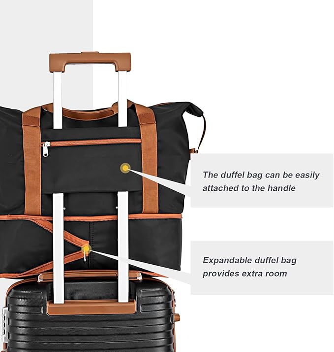 Joyway Luggage Set 3 Piece Suitcase Sets with Spinner Wheel,Hardside Expandable Travel Laggage with TSA Lock (Black
