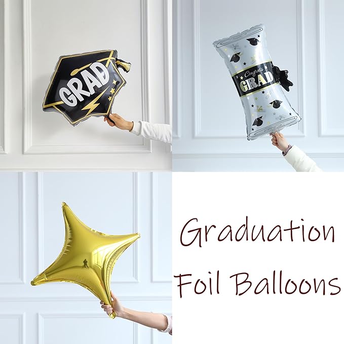 Graduation Balloon Garland Arch Kit 2026, 150Pcs Burgundy Black Gold White Balloons for Class of 2026 Celebration Graduation Party Decorations, Congrats Grad Backdrop Decor