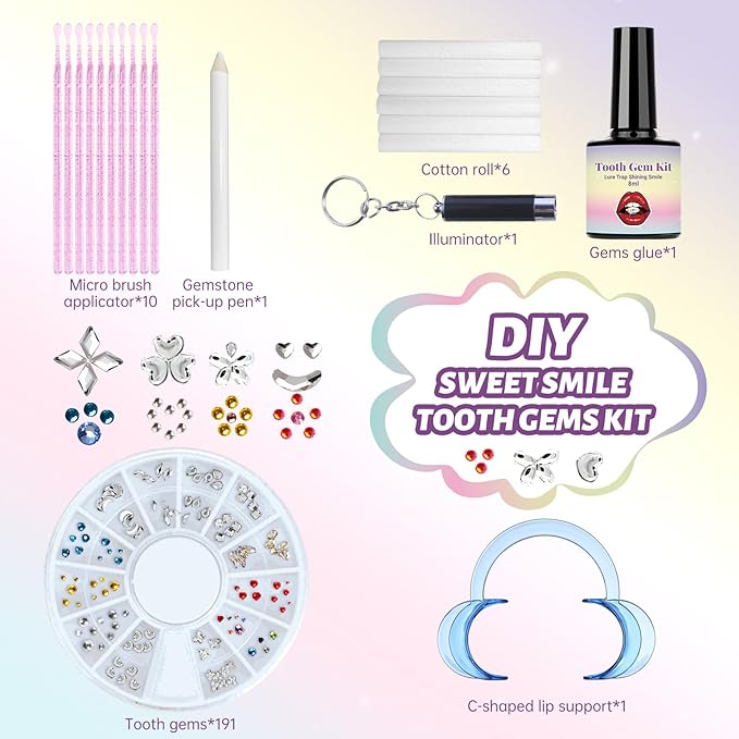 DR.Seya Tooth Gems Kit for Teeth, Tooth Gem Kit Jewelry for Women | 2025 New Professional | Safe & Easy Application | Long Lasting Sparkle