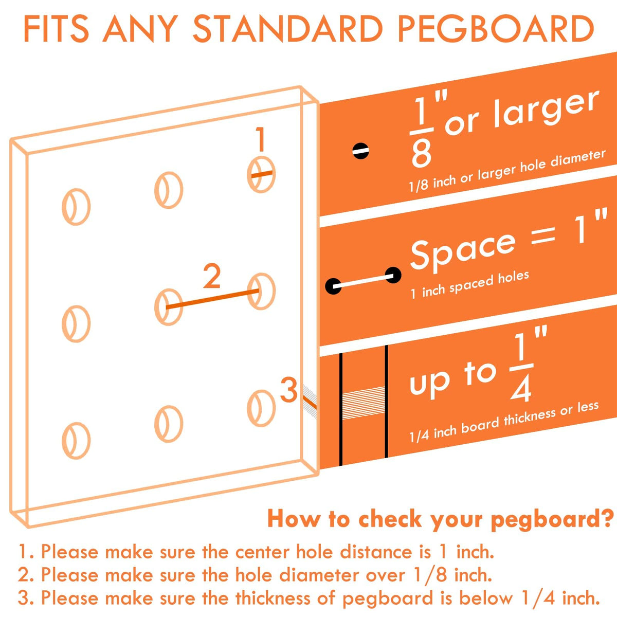 G.CORE Large Pegboard Cups Peg Board Storage Bin 6 Pack with Hooks, Square Box Shape Pegboard Cup Holder Accessories for Garage Workbench/Craft Room/Office/Playroom/Home Kitchen Organization (Grey)