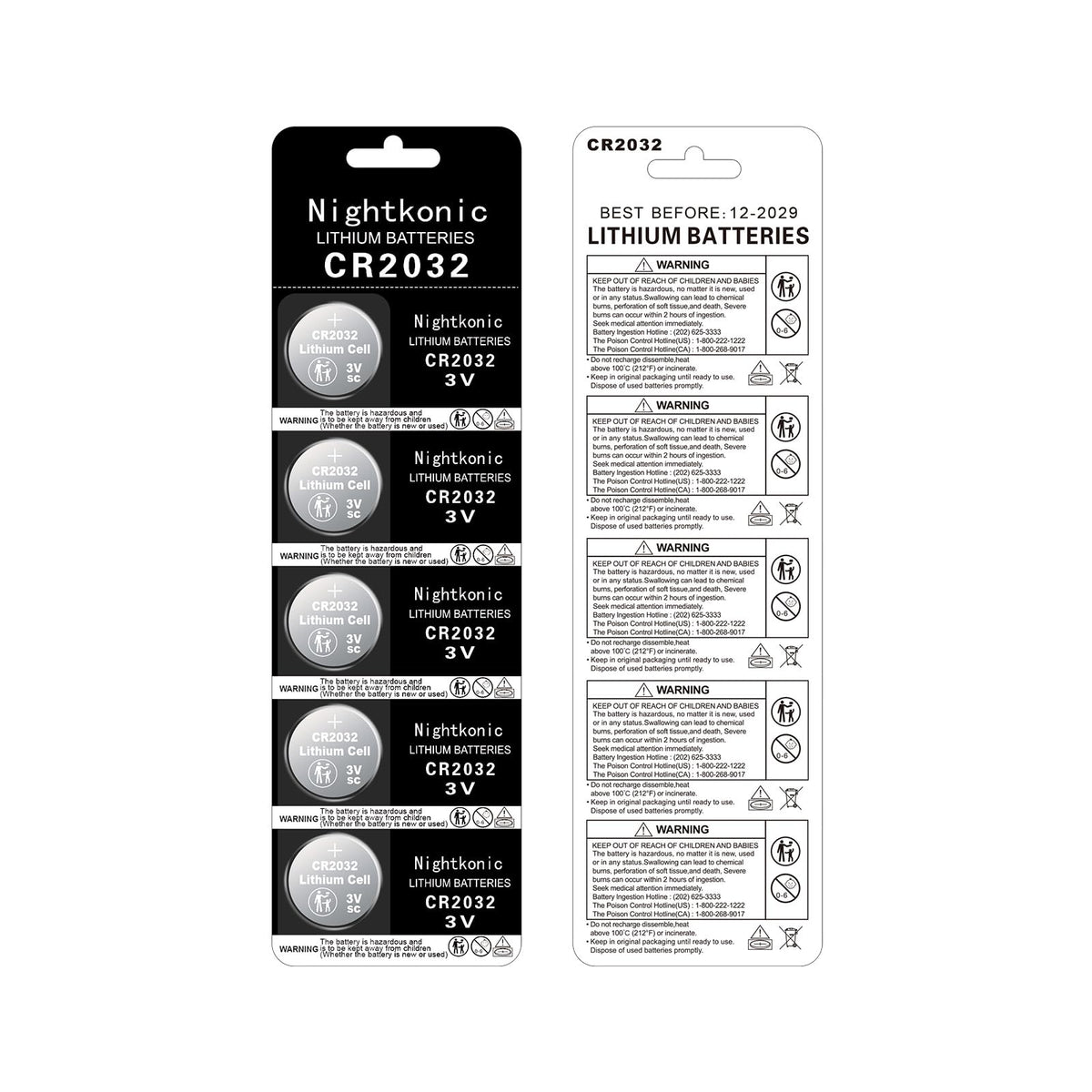 Nightkonic 100 pcs Pack - CR2032 Battery 3 Volt Lithium Coin Cell 2032 Batteries