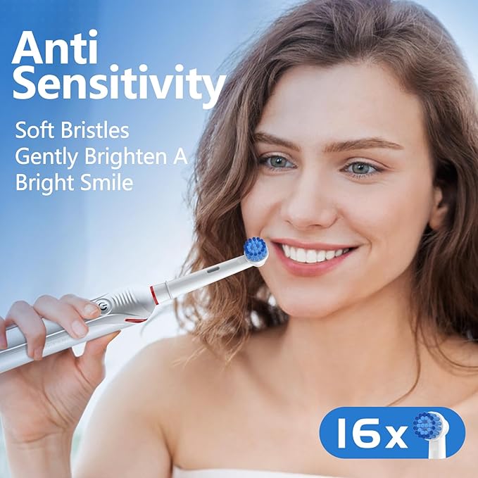 THISONG Soft Replacement Brush Heads for Braun Electric Toothbrush, Gentle and Comfortable Brushing Experience for Sensitive Gums, Pack of 16