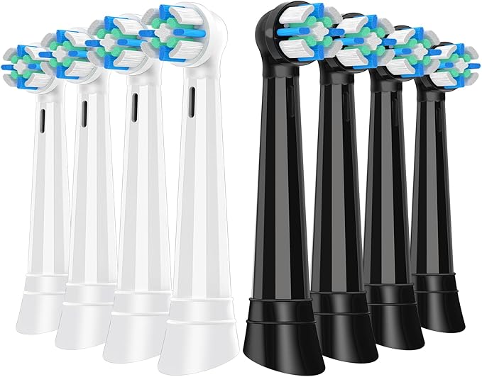 8 PCS Brush Heads Compatible with Oral B iO 2 3 4 5 6 7 8 9 10 Series Electric Toothbrush, Replacement Heads Compatible with Oral B IO (Black/White)
