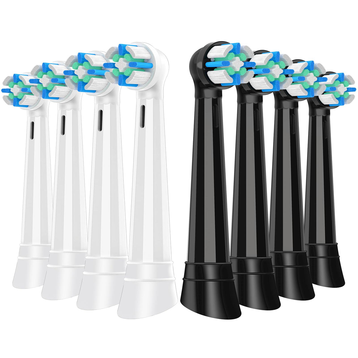 8 Count IO Replacement Heads Compatible with Oral B IO 2/3/4/5/6/7/8/9/10 Series Electric Toothbrushes, Medium Softness Brush Heads Compatible with Oral B iO for Teeth and Gums Care (Black White)