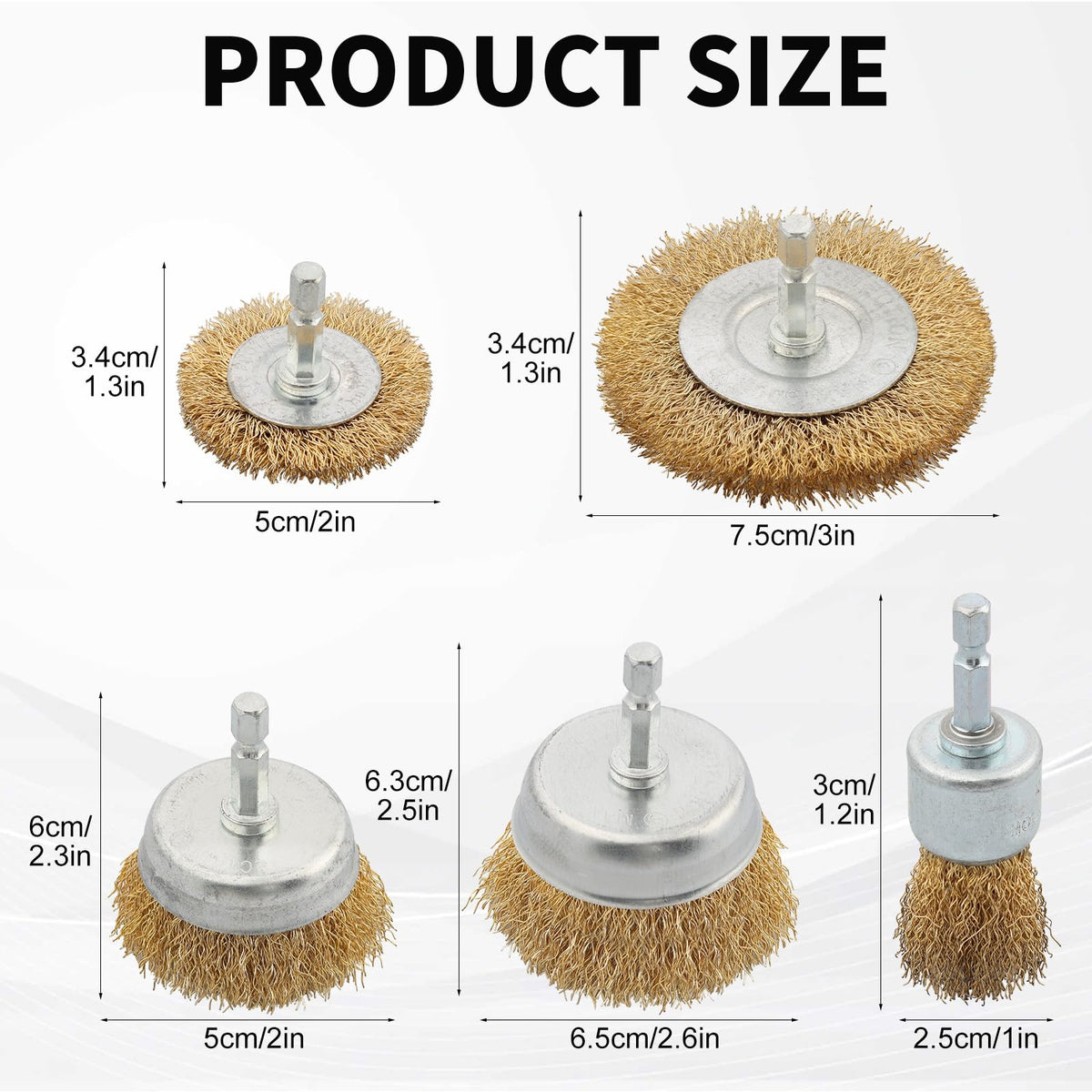WENORA 30 Pack Wire Brush Wheel for Drill, Brass Wire Brush for Drill, 1/4 Inch Hex Shank, Wire Brush Drill Bit, Wire Cup Brush for Rust Removal, Wire Brush Drill Attachments