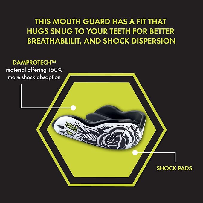 DAMAGE CONTROL Extreme Impact Mouth Guard – Sports Mouthguard for Boxing, MMA, BJJ, Hockey, Rugby, Lacrosse, & More – Mouthpiece for Teeth & Jaw Protection, for Youth & Adults (Youth, Blackarts)