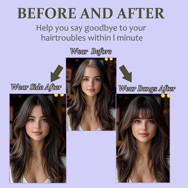 RMYHIG Hair Topper, 360° 3D Hair Toppers for Women with Thinning, 18 Inch Long Pieces for Women Clip in Wispy or Side Bangs(Medium Chestnut Brown, 3D Side Bangs)