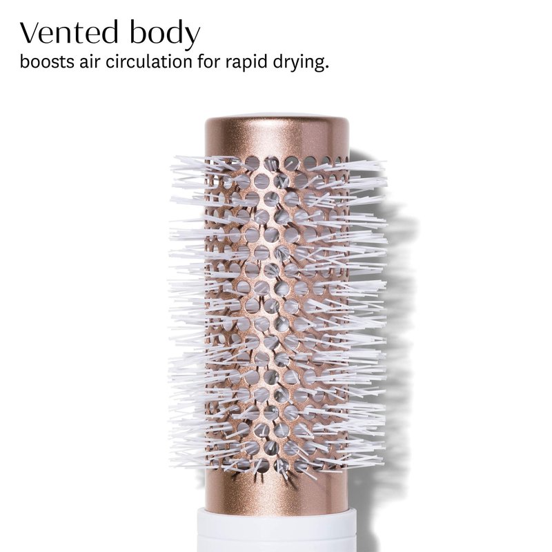 T3 Volume Round Hair Brush CeramicCoated Barrel Vented Round Brush for Blow Drying Heat Resistant Bristles, White/Rose Gold