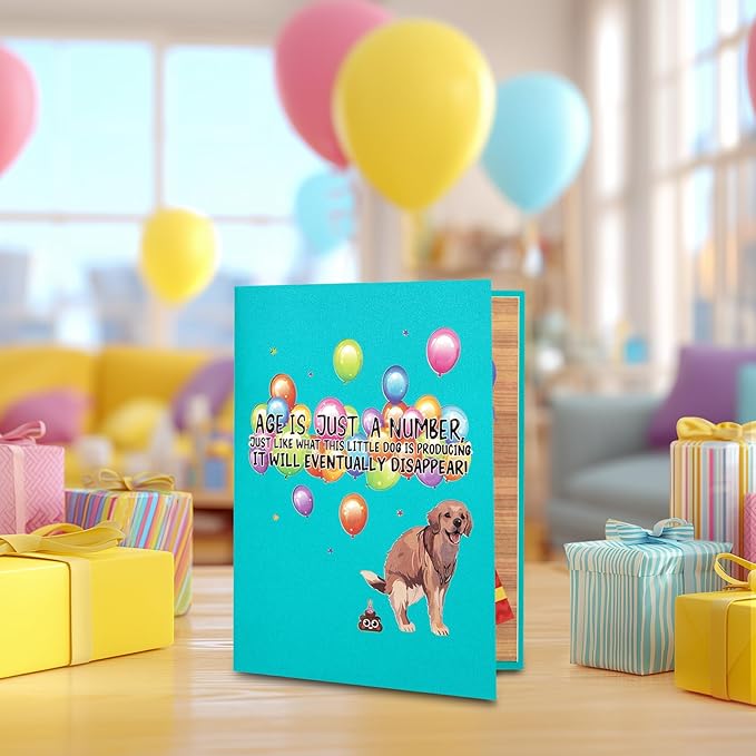 GREETING ART Dog Happy Birthday Pop-Up Card, Dog Birthday Card, 3D Greeting Cards for Dog Lover, Wife, Husband, Mom, Dad, Grandma, Grandpa