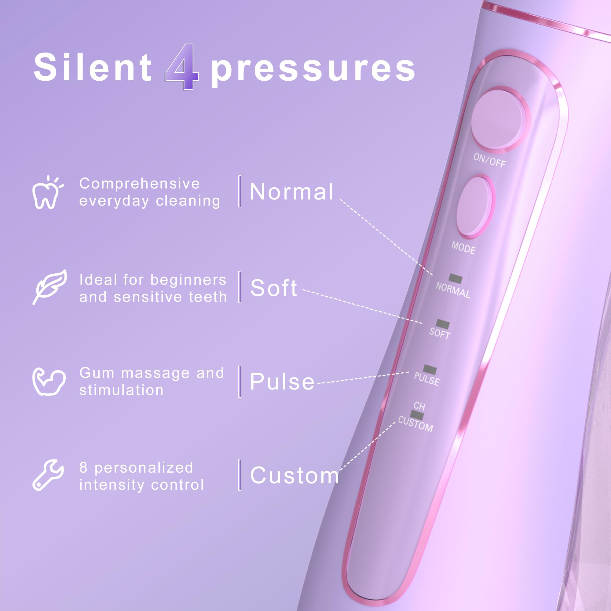 Oralfree Water Dental flosser Teeth Picks - Braces Cordless Oral Irrigator Portable Rechargeable Travel Irrigation Cleaner IPX7 Waterproof Electric Professional Flossing Teeth Cleaning for Home