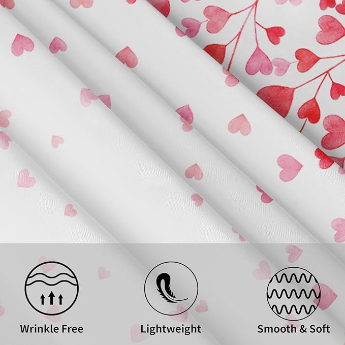 Valentine's Day Round Tablecloth 70 Inch Heart Pattern Circle Table Cloth Pink and White Table Cover Washable Polyester Indoor Decorations for Home Kitchen Dinning Party