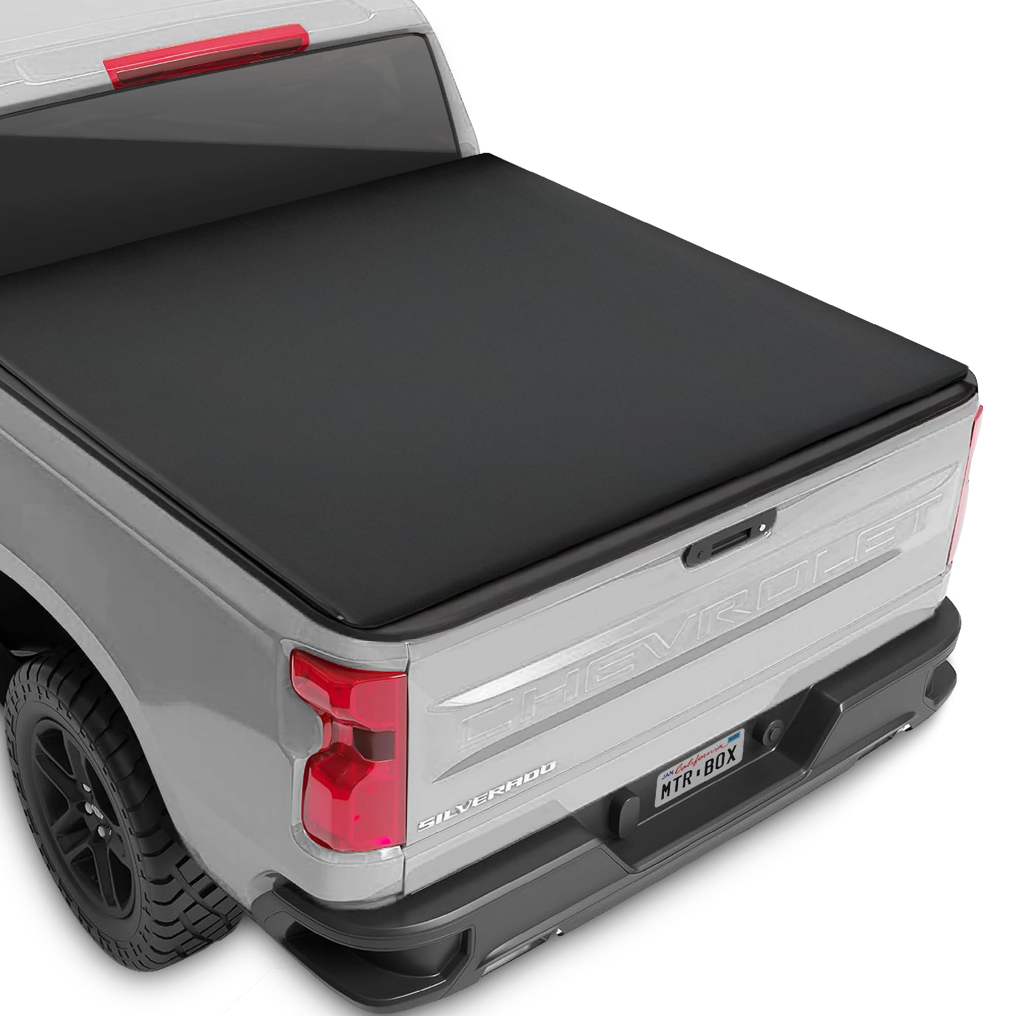 Truck Tonneau Cover For Chevy Silverado 1500 / Gmc Sierra 1500 2007-2018 With 5.8 Ft Bed Length, All-Weather Soft Tri-Fold Truck