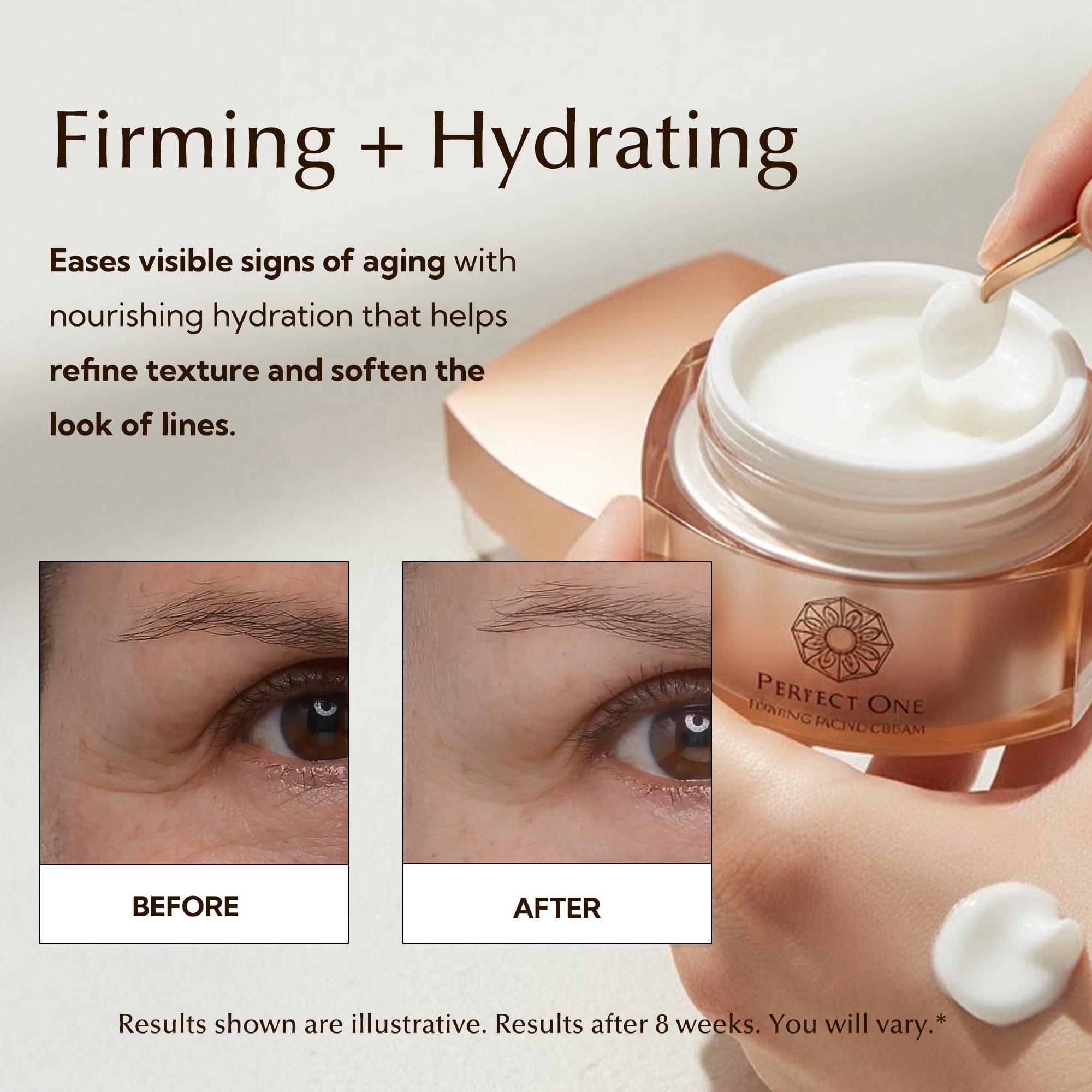 PERFECT ONE Firming Face Cream – Anti-Aging Collagen Moisturizer with Hyaluronic Acid, Niacinamide, and Squalane for firmer, brighter hydrated skin – All-in-One Skin Tightening Facial & Eye Cream, 50g