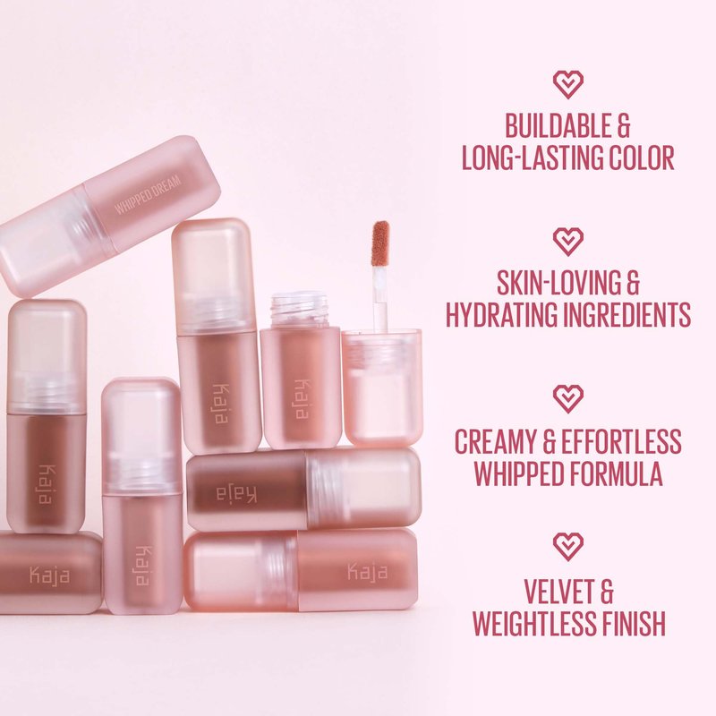 Kaja Multi-purpose Liquid Eyeshadow & Blush - Whipped Dream | with Cotton Seed Oil, 4 Shades, Buildable, Blendable, Airy Semi-matte Finish, 01 Coral Souffle, 0.17 Oz