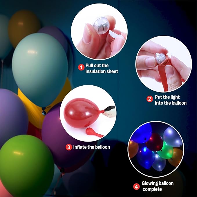 AIKEI 50pcs LED Balloon Lights,Pink Mini Balls Lights,Long Standby Time Lamp,Waterproof for Paper Lantern Valentine's Day Christmas Halloween Wedding Birthday Party Decoration