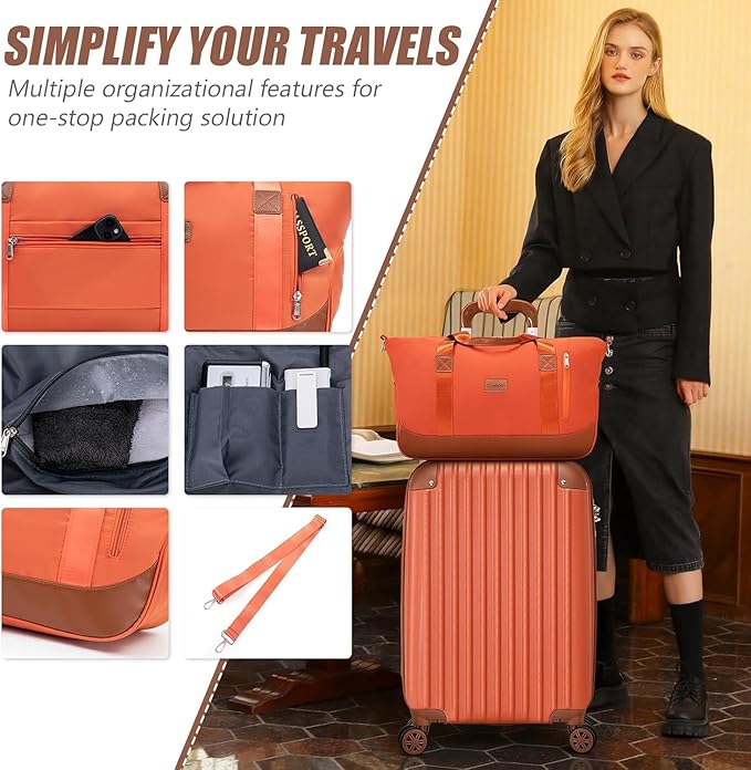 Cosbarn Carry On Luggage Sets 3 Piece, 20 Inch Luggage 22x14x9 Airline Approved with Wheels and TSA Lock, ABS Lightweight Hardshell Travel Suitcase Set with Duffel Bag Travel Bag for Men Women