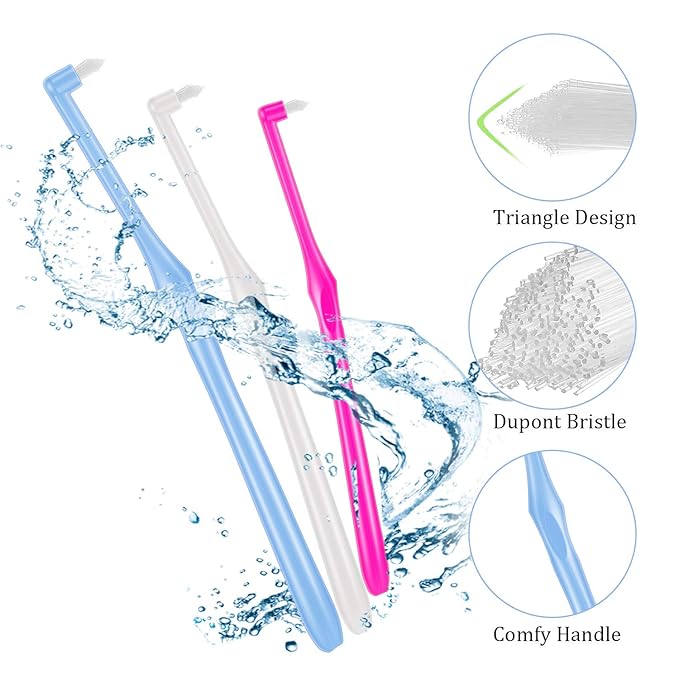 Boao 6 Pieces Tuft Toothbrush Tufted End-tuft Soft Trim Single Compact Interdental for Detail Cleaning Tapered Brush(Tapered Brush)